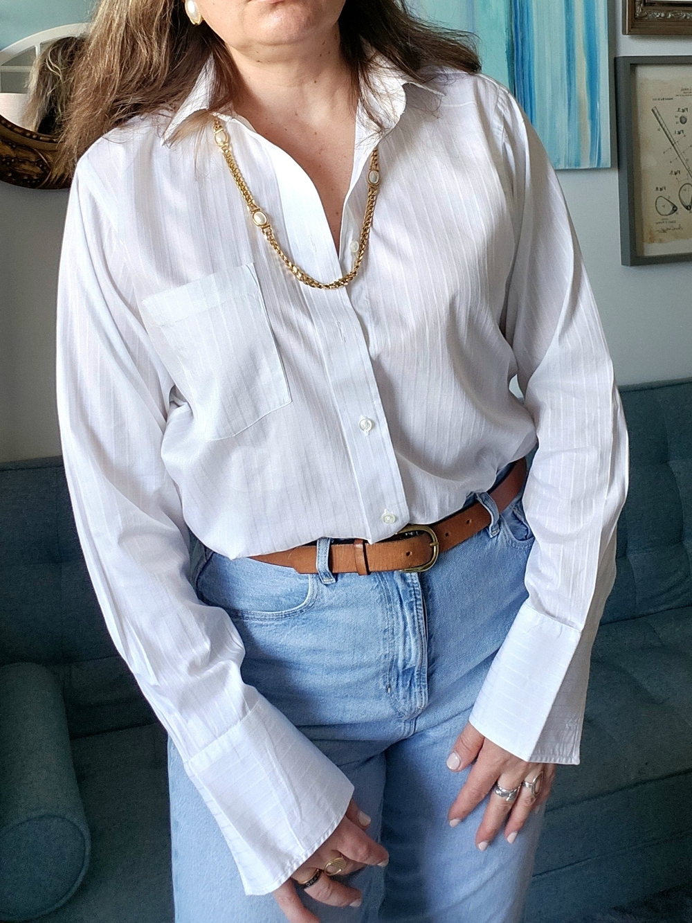 Dior White Striped Button-Down Cotton Shirt